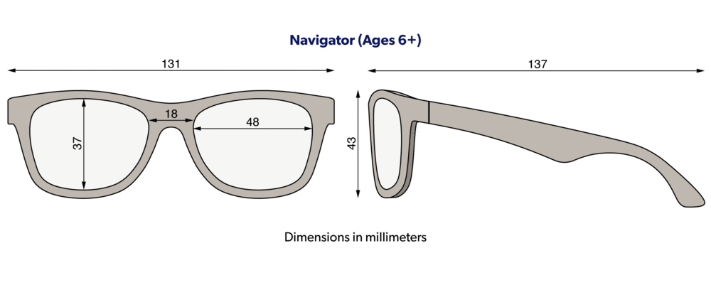 Babiators Navigator Sunglasses Blue Dimensions